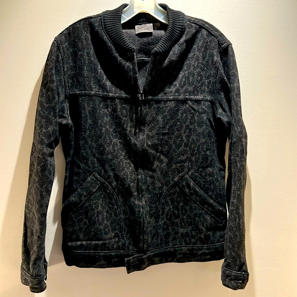 Black, wool “Naked And Famous” zip jacket, SZ S